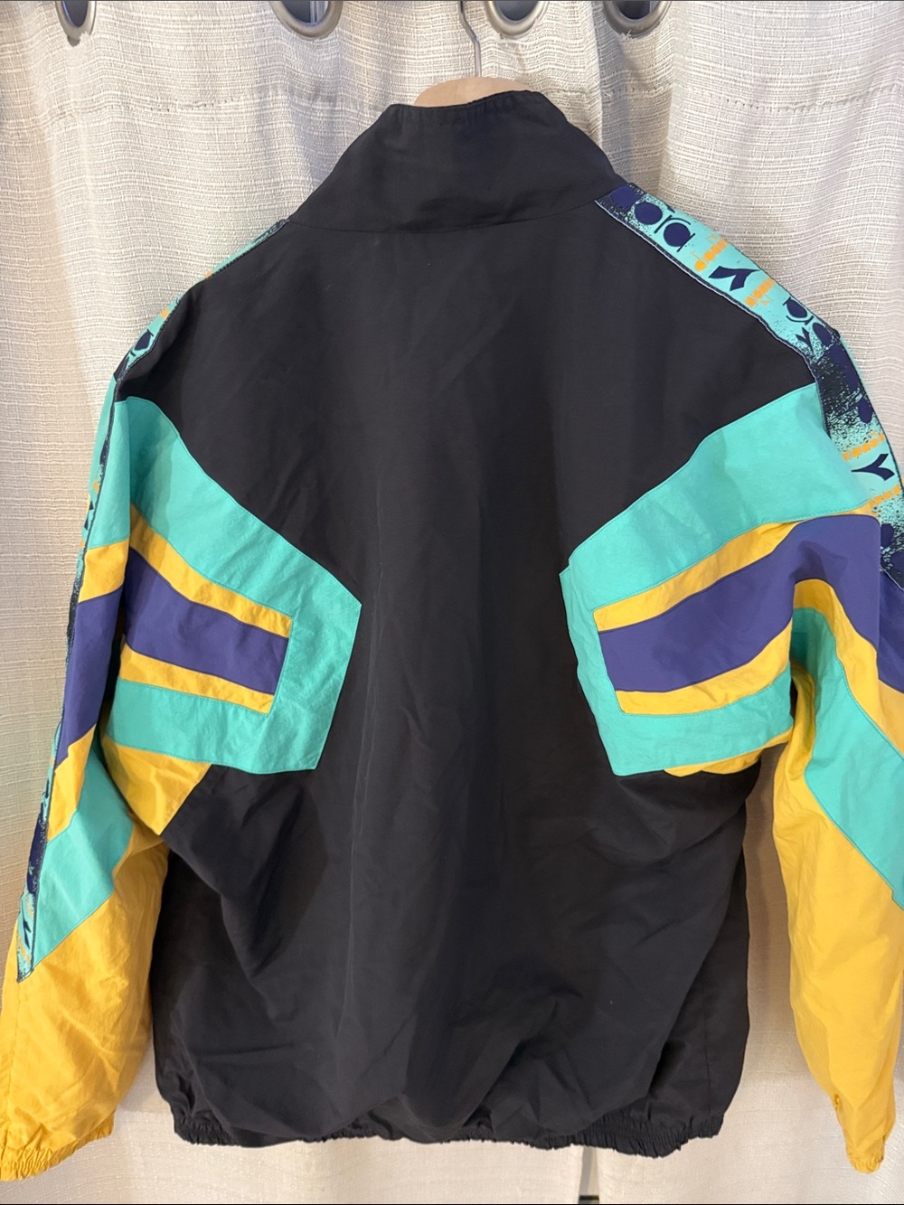 Diadora Black Teal Yellow Purple Colorblock Puffer Jacket - Picture 7 of 7